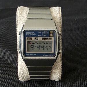 VTG Seiko Digital LC A128-5009 Chronograph Engraved 34mm Watch Japan Collectible
